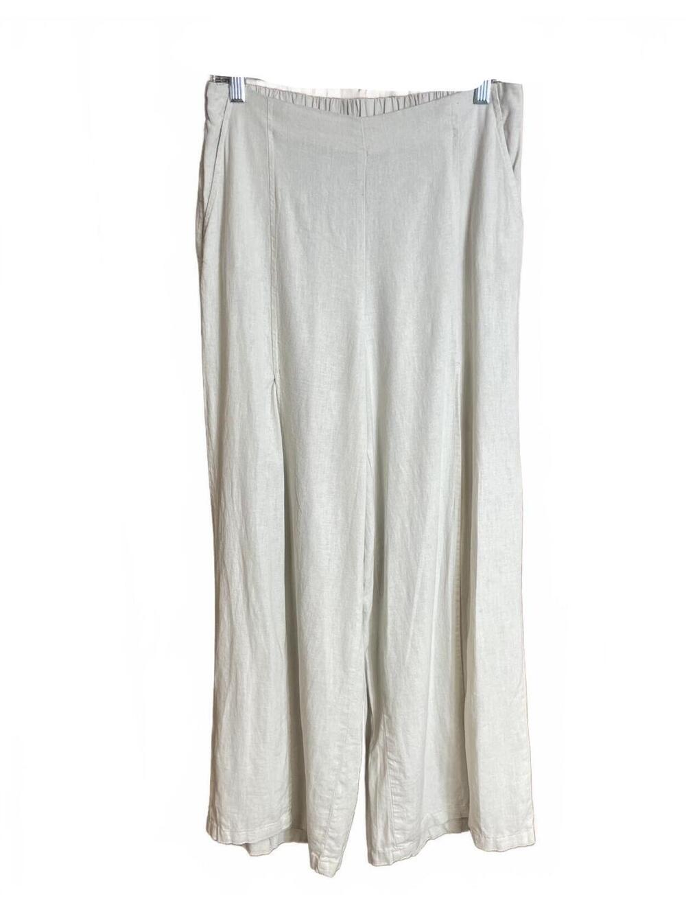 Happily Grey linen blend slit leg pants large